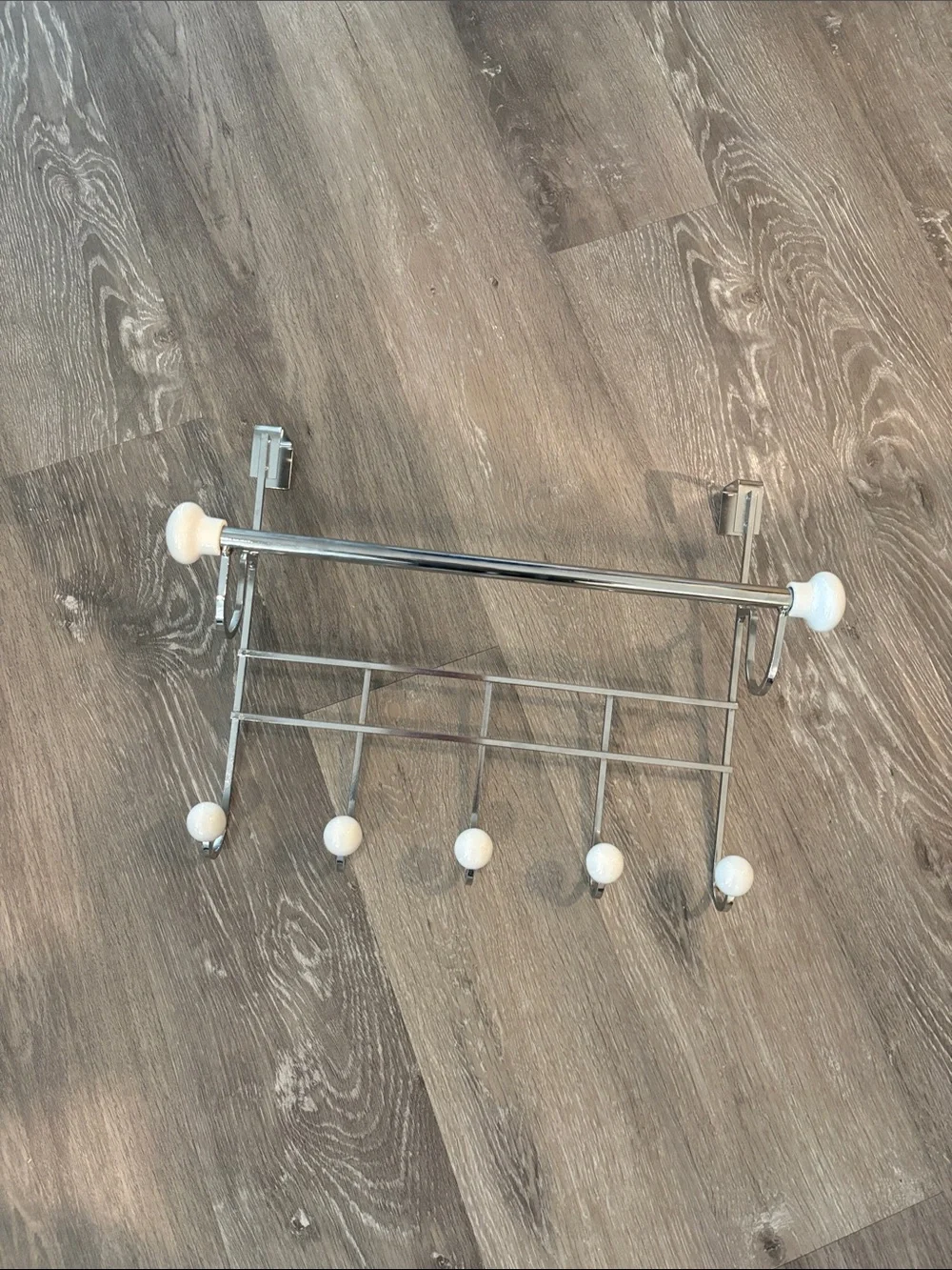 White and Chrome Wall Hook Rack - Home Wall Decor